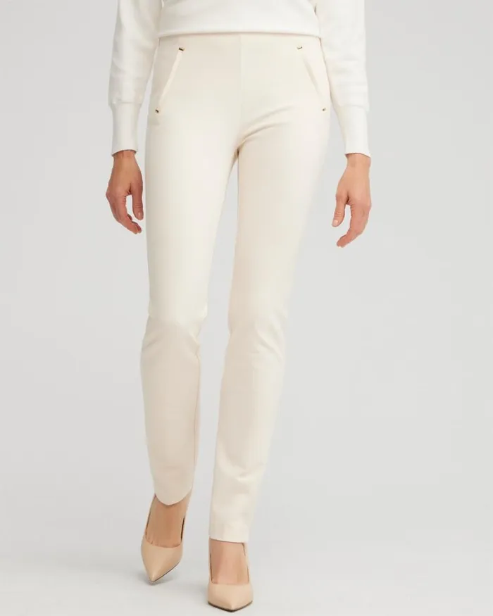 Chico039s Pants Juliet Ponte Trim Detail Pants English Cream 8211 Clothing