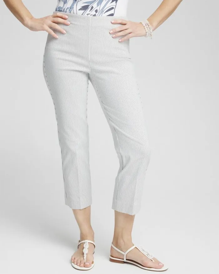 Chico039s Pants Juliet Stripe Straight Cropped Pants Blackalabaster 8211 Clothing
