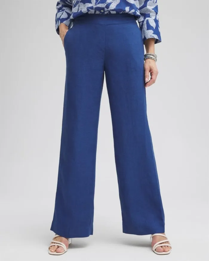 Chico039s Pants Linen Trouser Flare Pants Naval Indigo 8211 Clothing