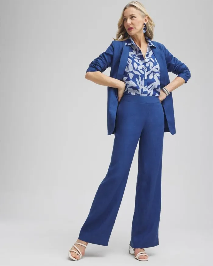 Chico039s Pants Linen Trouser Flare Pants Naval Indigo 8211 Clothing
