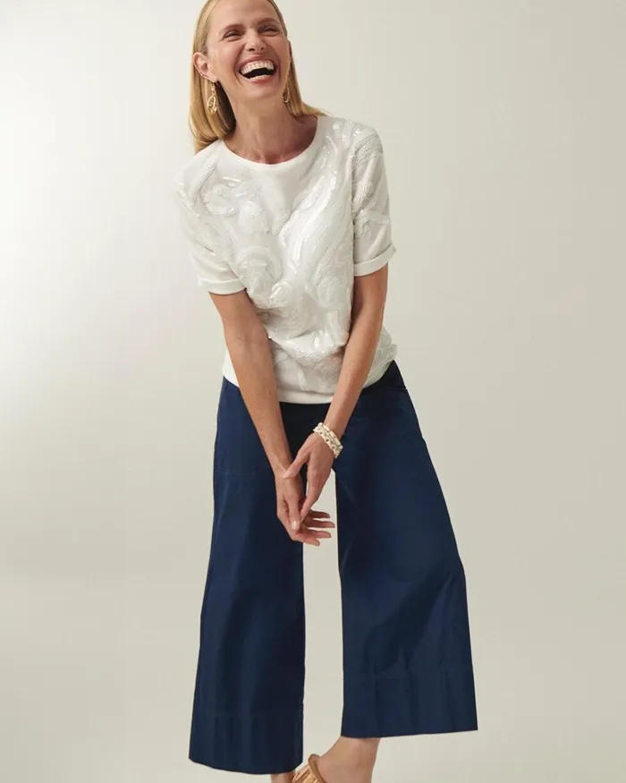 Chico039s Pants Poplin Culotte Pants Victory Blue 8211 Clothing