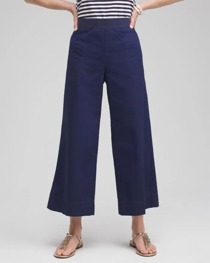 Chico039s Pants Poplin Culotte Pants Victory Blue 8211 Clothing