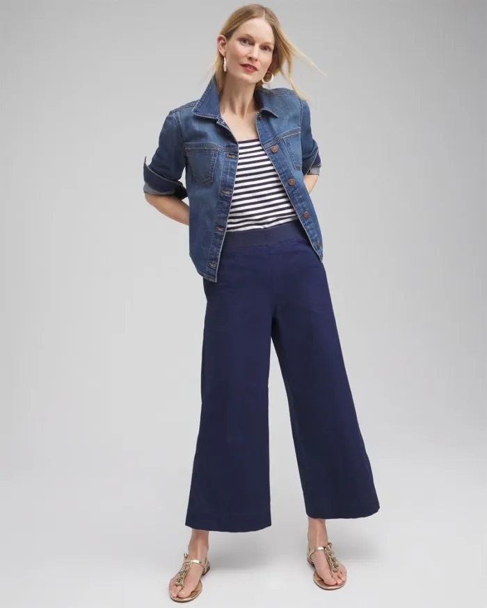 Chico039s Pants Poplin Culotte Pants Victory Blue 8211 Clothing