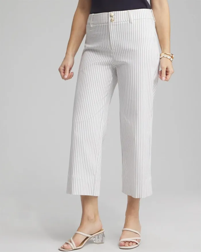Chico039s Pants Stripe Trapunto Cropped Pants Alabasterblue 8211 Clothing
