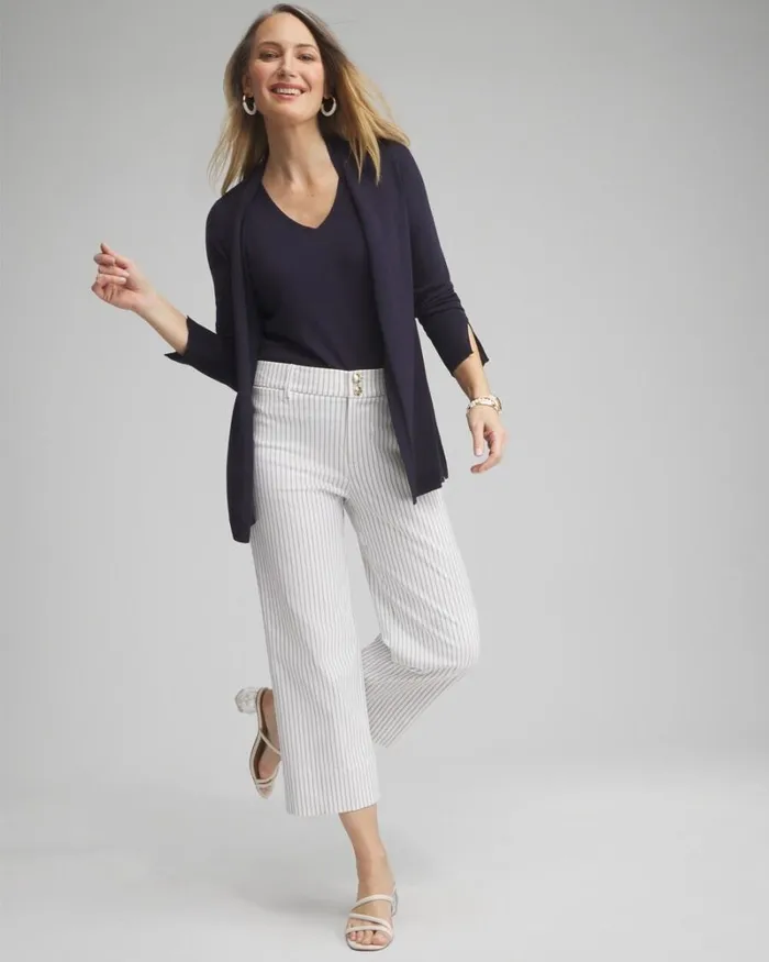 Chico039s Pants Stripe Trapunto Cropped Pants Alabasterblue 8211 Clothing