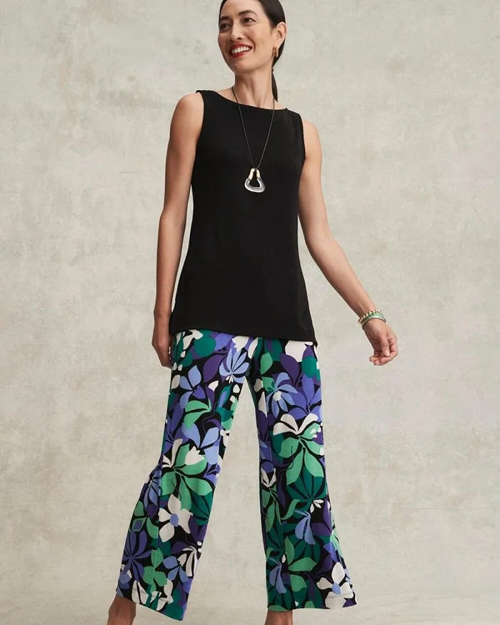 Chico039s Pants Travelers Floral Cropped Pants Purple Nightshade 8211 Clothing