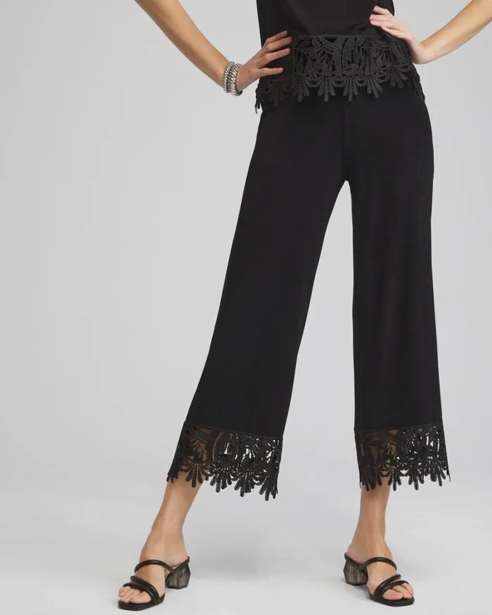 Chico039s Pants Travelers Lace Trim Cropped Pants Travelers Black 8211 Clothing