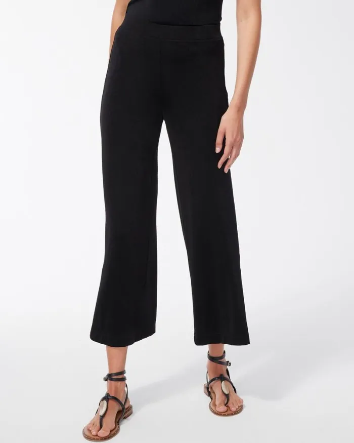Chico039s Pants Travelers Wide Leg Side Slit Ankle Pants Travelers Black 8211 Clothing