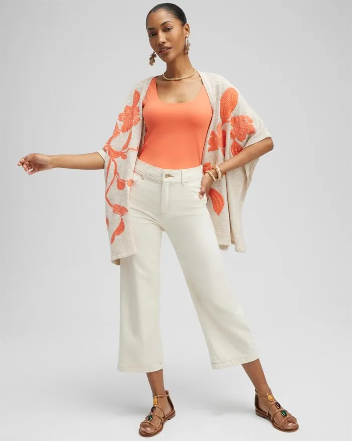 Chico039s Ponchos and Ruanas Embroidered Knit Ruana Neutral 8211 Shoes and Accessories Chico039s Ponchos and Ruanas Embroidered Knit Ruana Neutral 8211 Shoes and Accessories