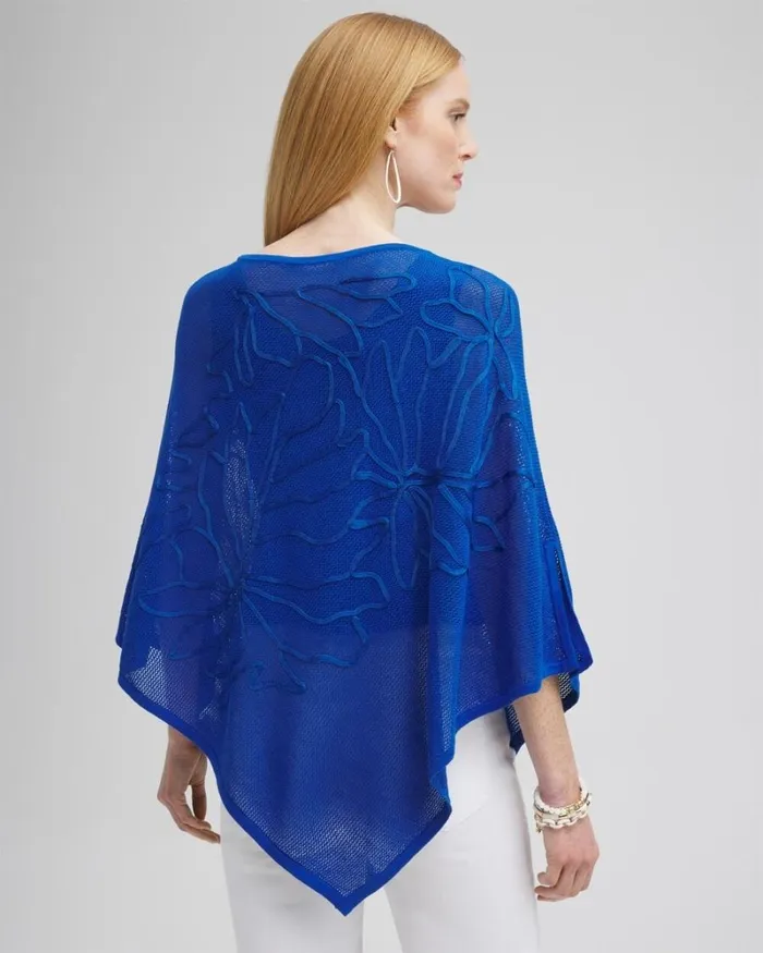 Chico039s Ponchos and Ruanas Embroidered Knit Triangle Poncho Intense Azure 8211 Shoes and Accessories Chico039s Ponchos and Ruanas Embroidered Knit Triangle Poncho Intense Azure 8211 Shoes and Accessories