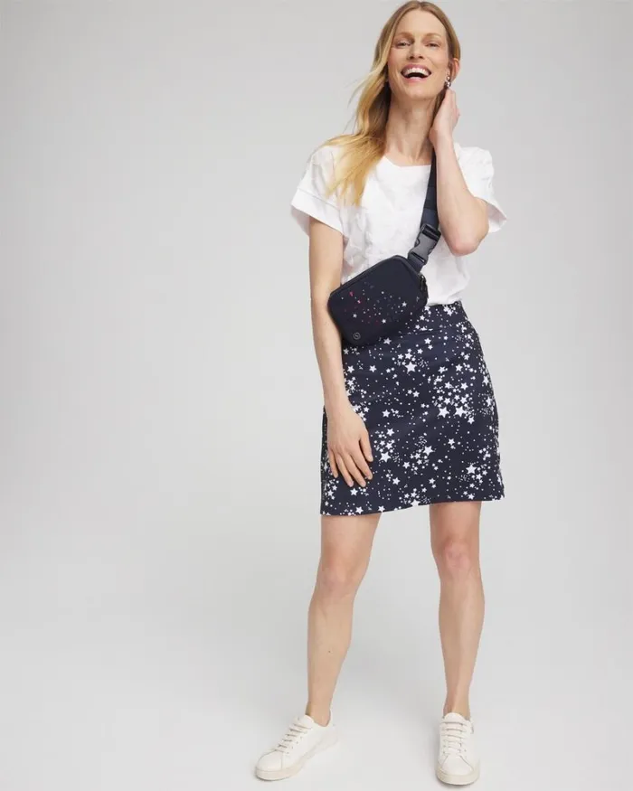 Chico039s Shorts Zenergy UPF Knit Stars Skort Classic Navy 8211 Clothing