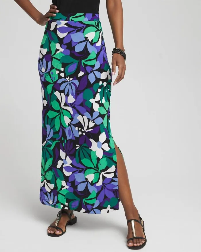 Chico039s Skirts Travelers Floral Maxi Skirt Purple Nightshade 8211 Clothing