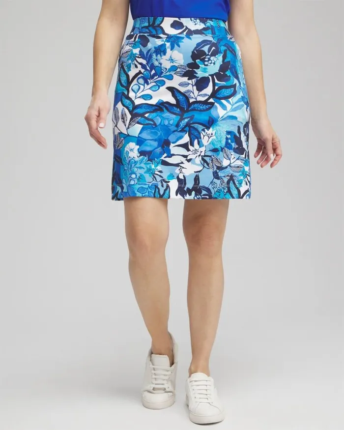 Chico039s Skirts Zenergyu00AE UPF Knit Floral Skort Intense Azure 8211 Clothing