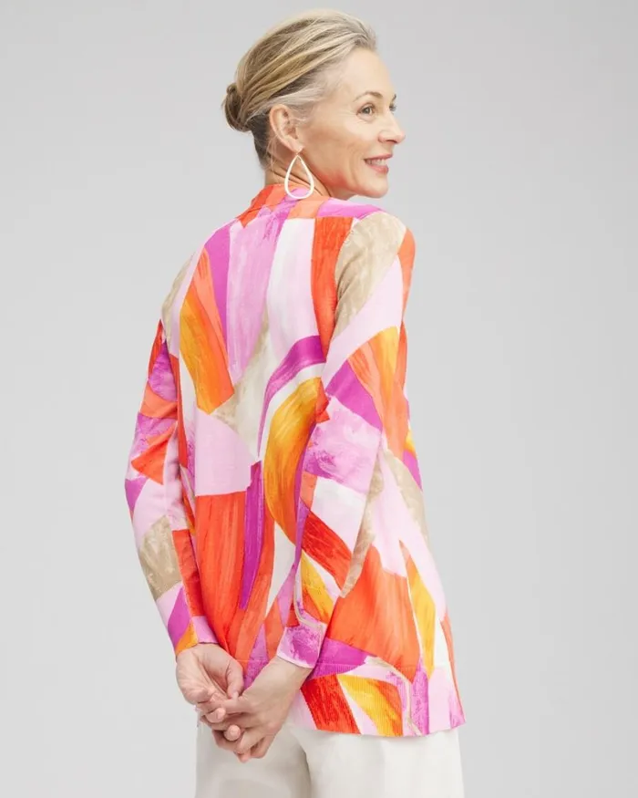 Chico039s Sweaters Summer Romance Abstract Cardigan Nectarine 8211 Clothing