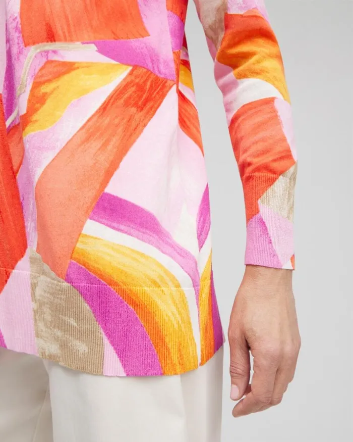 Chico039s Sweaters Summer Romance Abstract Cardigan Nectarine 8211 Clothing