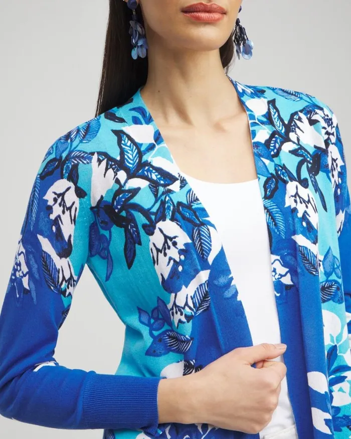Chico039s Sweaters Summer Romance Floral Cardigan Intense Azure 8211 Clothing Chico039s Sweaters Summer Romance Floral Cardigan Intense Azure 8211 Clothing