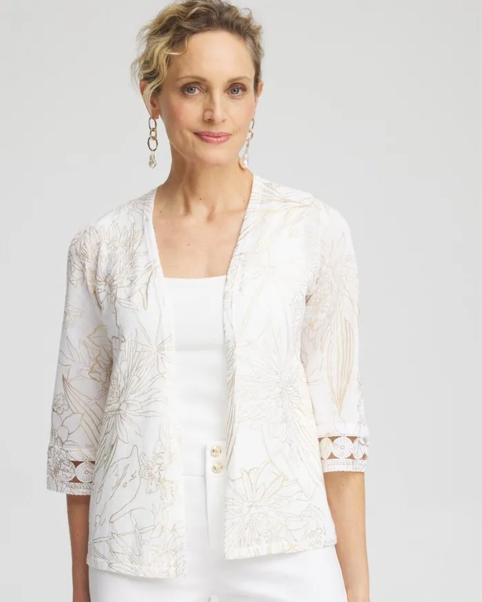 Chico039s Sweaters Summer Romance Foil Print Cardigan Alabaster 8211 Clothing Chico039s Sweaters Summer Romance Foil Print Cardigan Alabaster 8211 Clothing