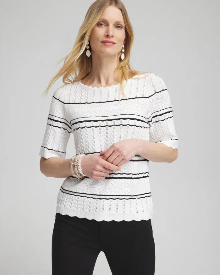 Chico039s Sweaters Textured Pointelle Stripe Pullover Alabaster 8211 Clothing Chico039s Sweaters Textured Pointelle Stripe Pullover Alabaster 8211 Clothing