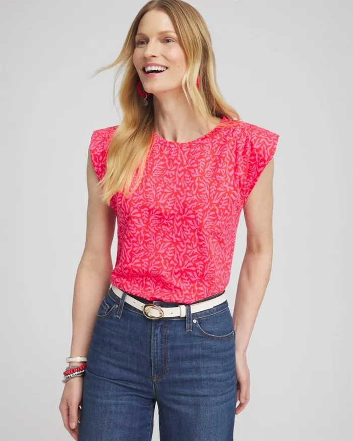 Chico039s Tees Island Tuck Sleeve Tee Watermelon Punch 8211 Clothing