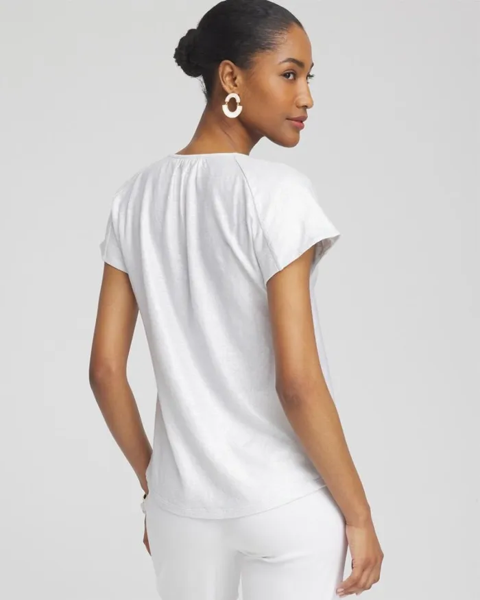 Chico039s Tees Linen Stretch Metallic Tee Alabaster 8211 Clothing