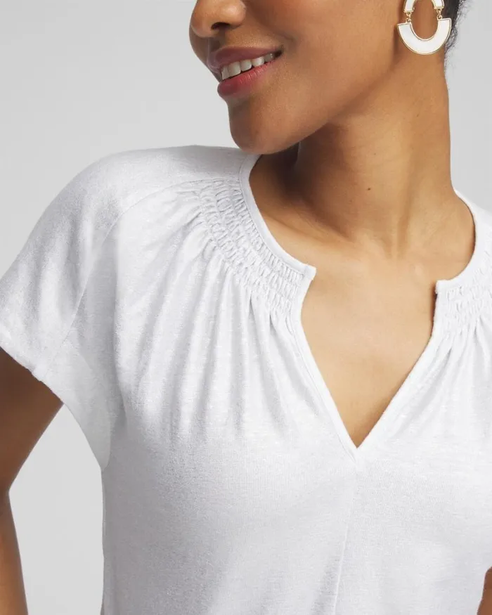 Chico039s Tees Linen Stretch Metallic Tee Alabaster 8211 Clothing