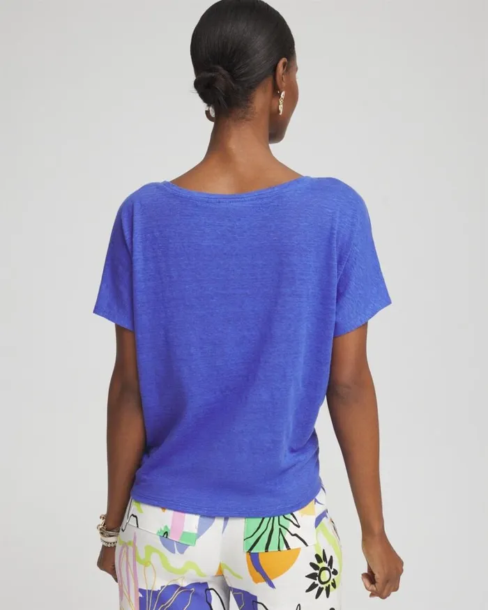 Chico039s Tees Linen Tie Front Tee Purple Nightshade 8211 Clothing