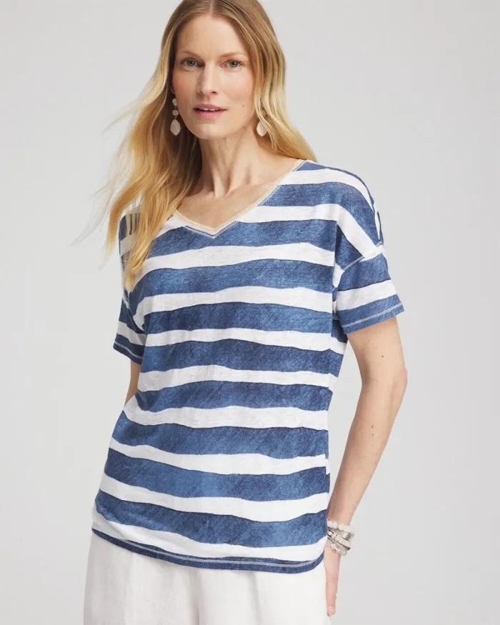 Chico039s Tees Navy Stripe Sweater Trim Linen Tee Classic Navy 8211 Clothing Chico039s Tees Navy Stripe Sweater Trim Linen Tee Classic Navy 8211 Clothing