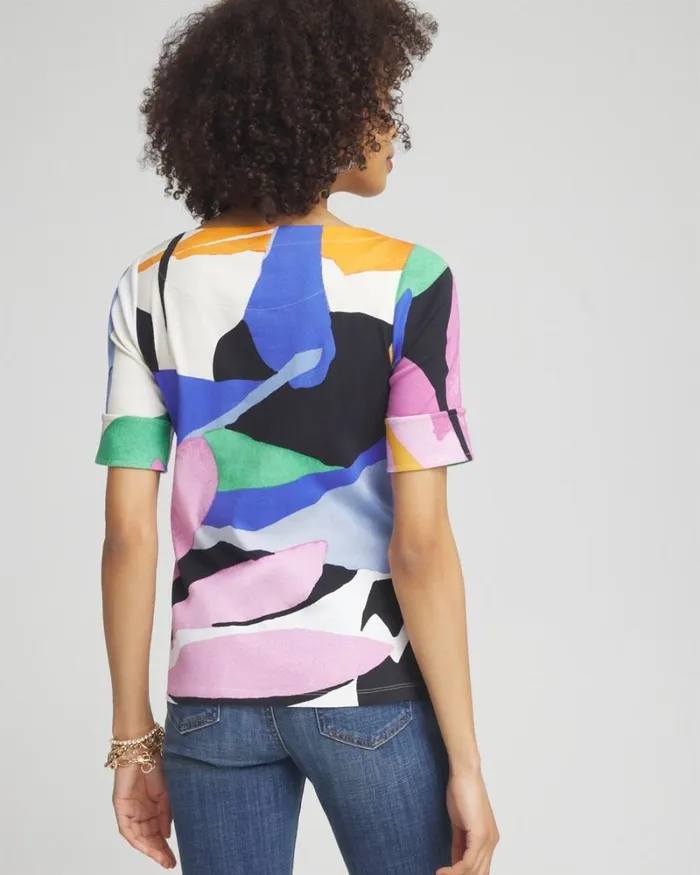 Chico039s Tees Tropical Bateau Neck Tee Purple Nightshade 8211 Clothing