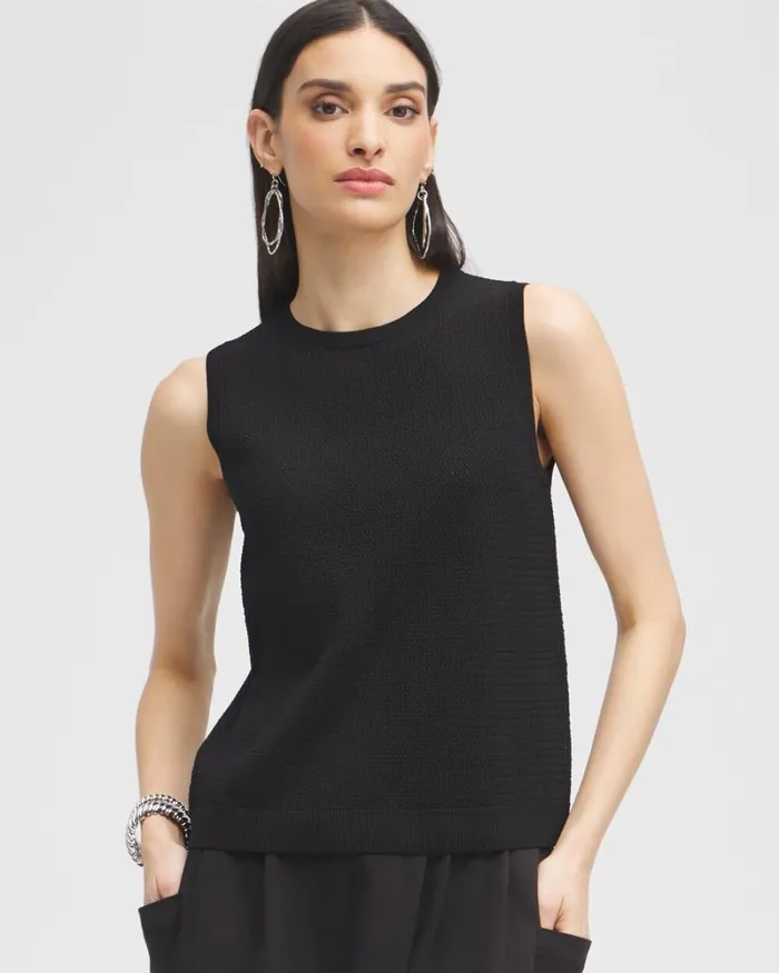 Chico039s Tops Black Label Fine Knit Top Black 8211 Clothing