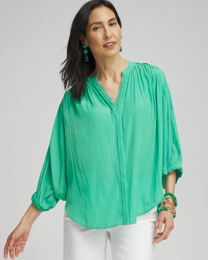 Chico039s Tops Braided Detail Top Grassy Green 8211 Clothing