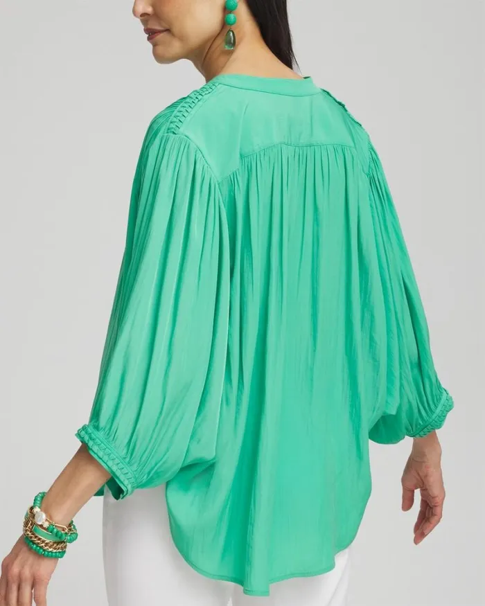 Chico039s Tops Braided Detail Top Grassy Green 8211 Clothing