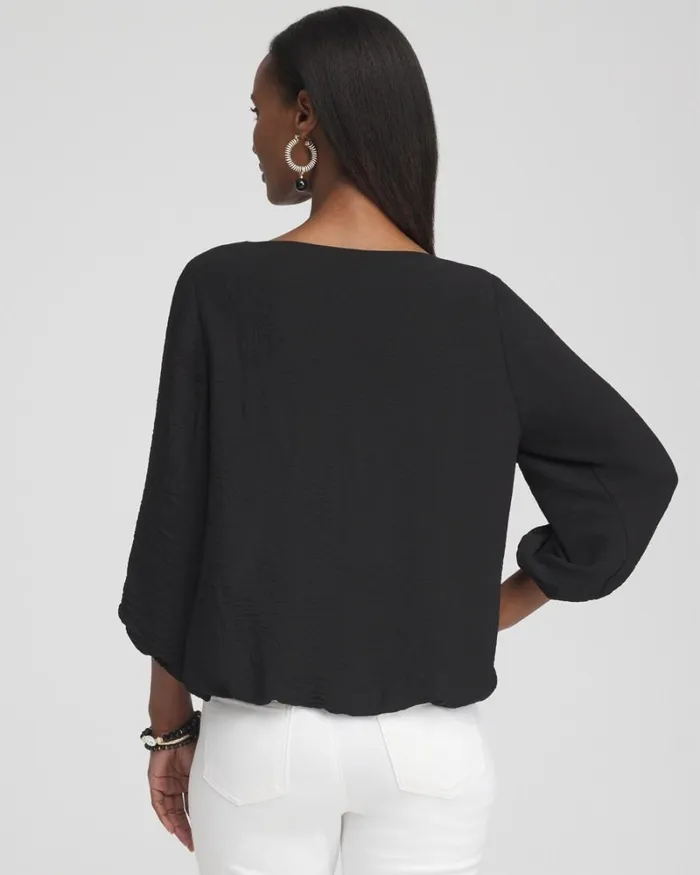 Chico039s Tops Chiffon Bubble Hem Top Black 8211 Clothing