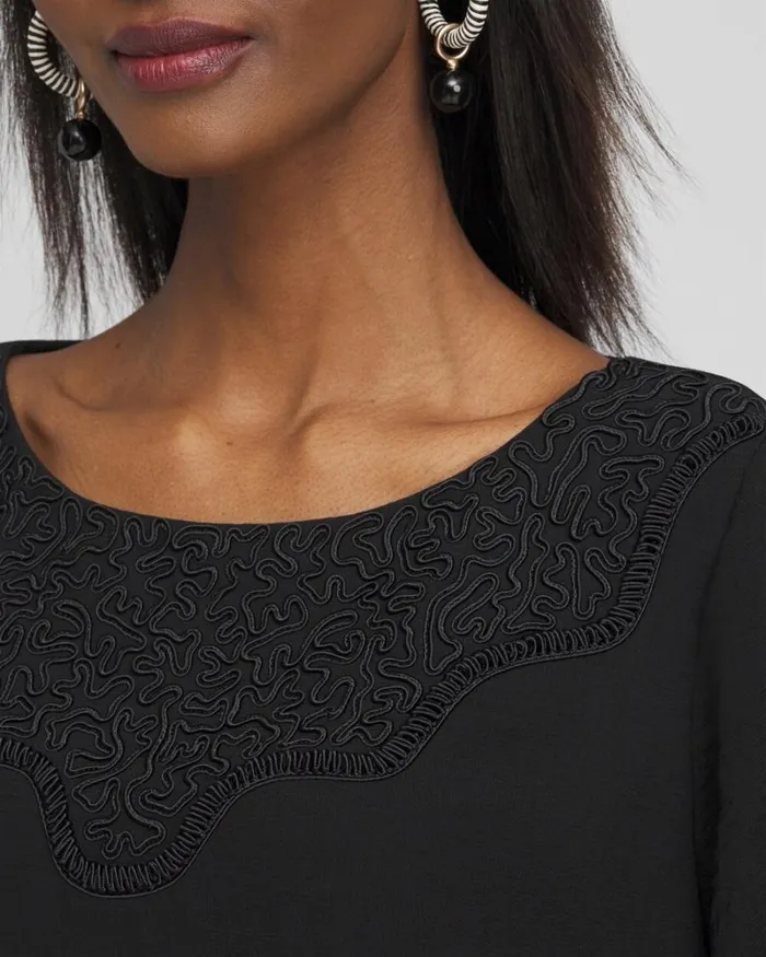 Chico039s Tops Chiffon Bubble Hem Top Black 8211 Clothing