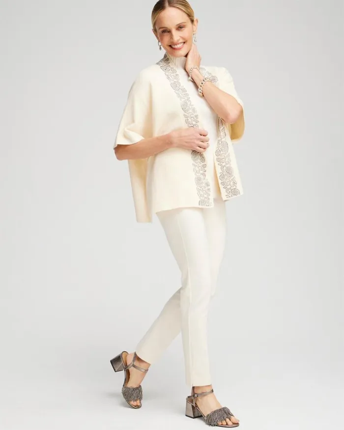 Chico039s Tops Embellished Placket Sweater Ruana English Cream 8211 Clothing Chico039s Tops Embellished Placket Sweater Ruana English Cream 8211 Clothing