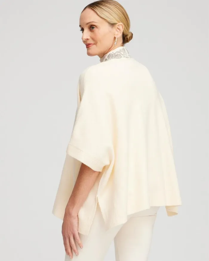 Chico039s Tops Embellished Placket Sweater Ruana English Cream 8211 Clothing Chico039s Tops Embellished Placket Sweater Ruana English Cream 8211 Clothing