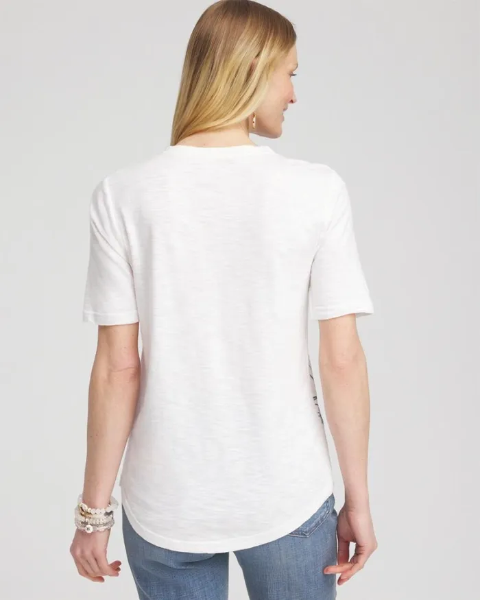 Chico039s Tops Floral Notch Neck Tee Alabaster 8211 Clothing