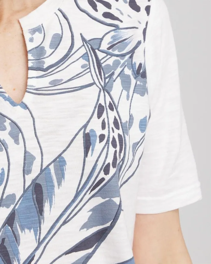Chico039s Tops Floral Notch Neck Tee Alabaster 8211 Clothing