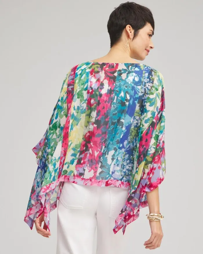 Chico039s Tops Mixed Floral Poncho Classic Navy 8211 Clothing