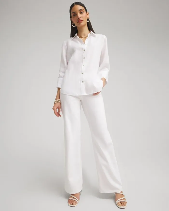 Chico039s Tops No Iron Linen 34 Sleeve Shirt Optic White 8211 Clothing