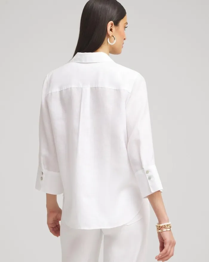 Chico039s Tops No Iron Linen 34 Sleeve Shirt Optic White 8211 Clothing