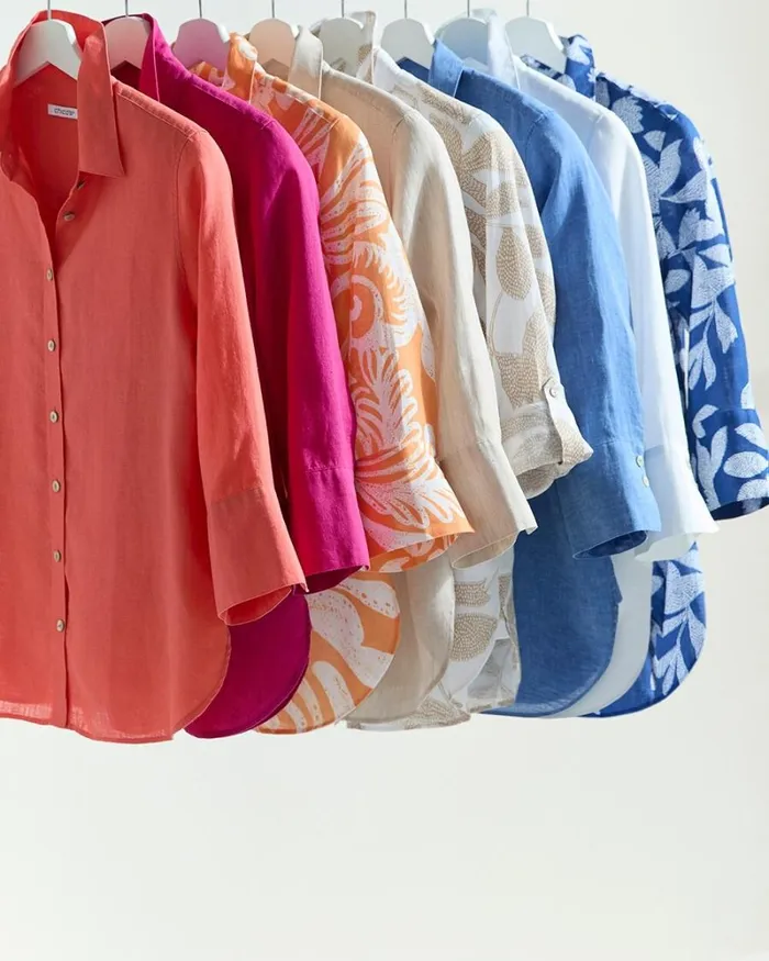 Chico039s Tops No Iron Linen 34 Sleeve Shirt Optic White 8211 Clothing