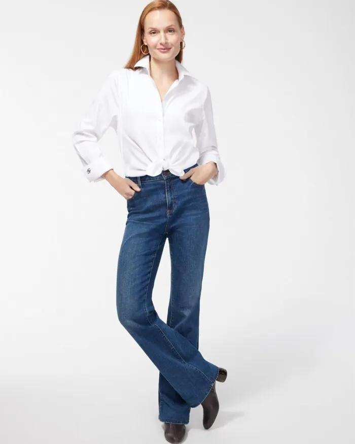 Chico039s Tops NoIron Stretch Shirt Optic White 8211 Clothing