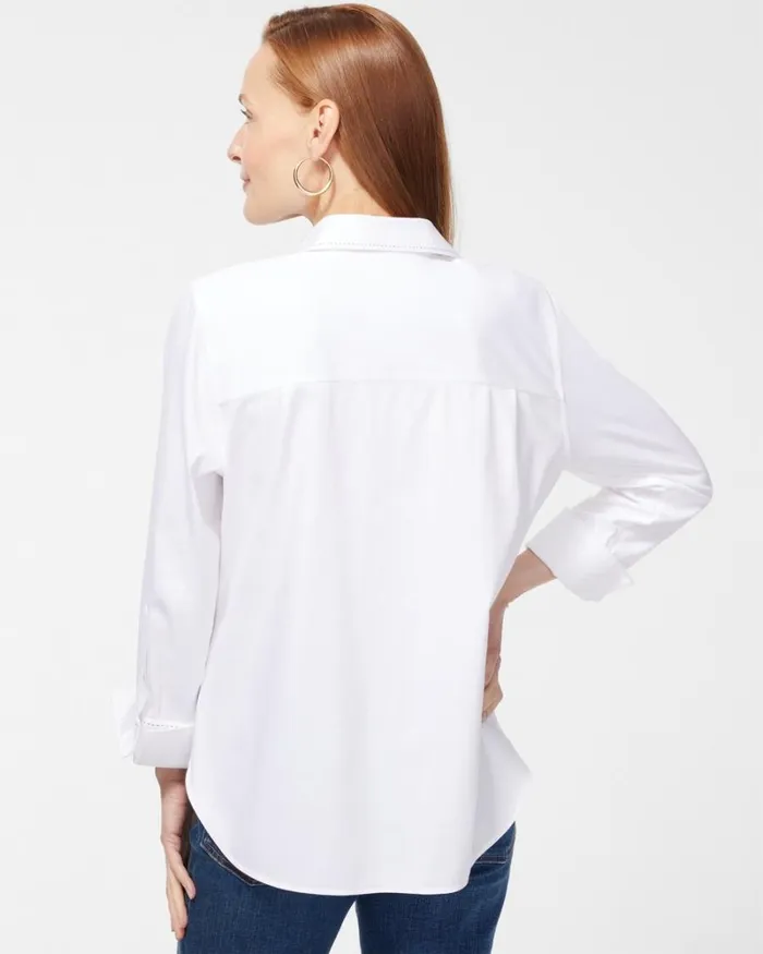 Chico039s Tops NoIron Stretch Shirt Optic White 8211 Clothing