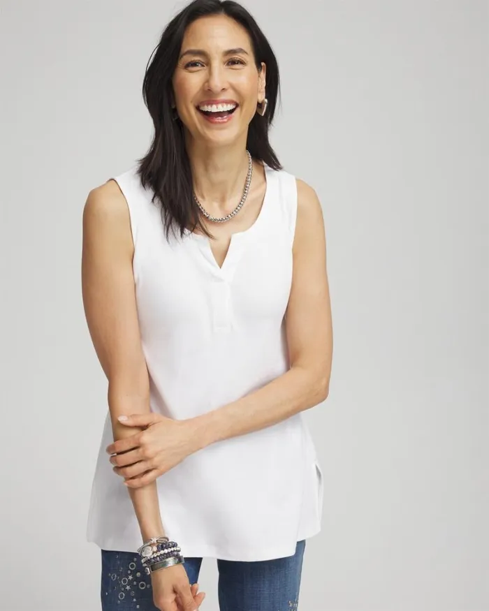 Chico039s Tops Notch Neck Tank Alabaster 8211 Clothing