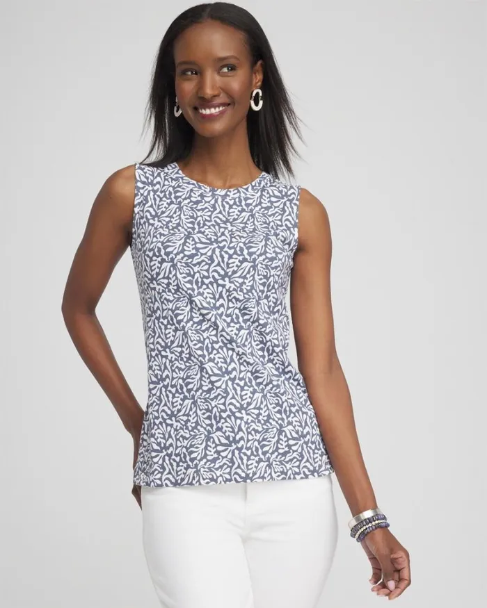 Chico039s Tops Reef Button Detail Tank Soft Slate 8211 Clothing