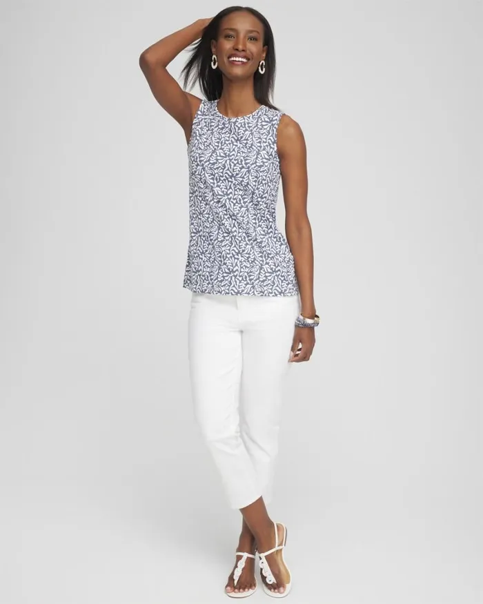 Chico039s Tops Reef Button Detail Tank Soft Slate 8211 Clothing