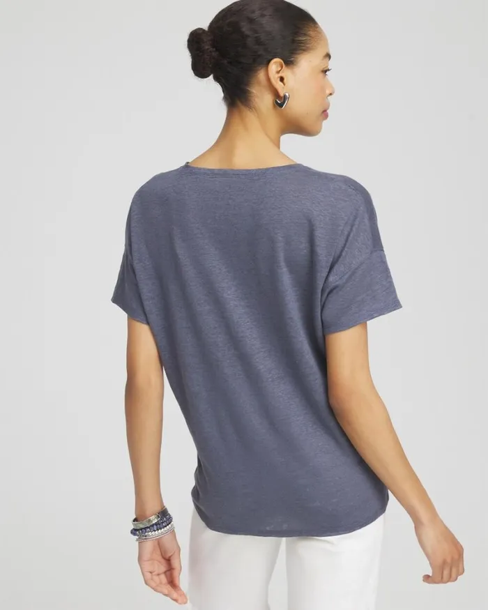 Chico039s Tops Slate Linen Sequin Tee Soft Slate 8211 Clothing