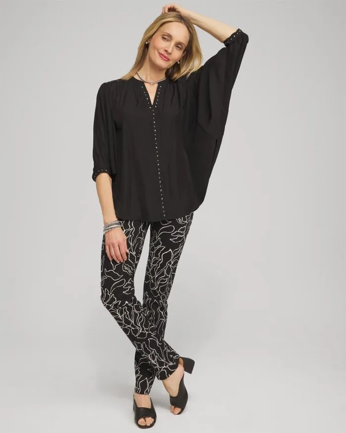 Chico039s Tops Stud Trim Top Black 8211 Clothing
