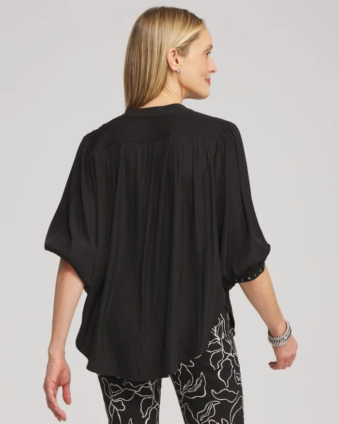 Chico039s Tops Stud Trim Top Black 8211 Clothing
