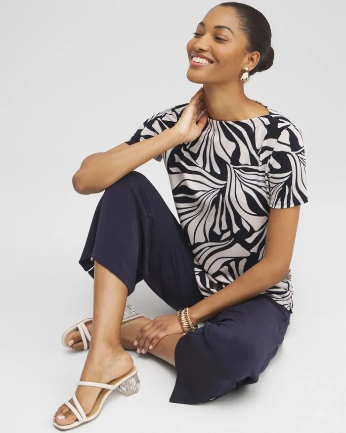 Chico039s Tops Travelers Floral Top Smokey Taupe 8211 Clothing